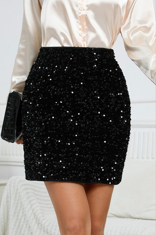 Short Sequins Mini Skirt