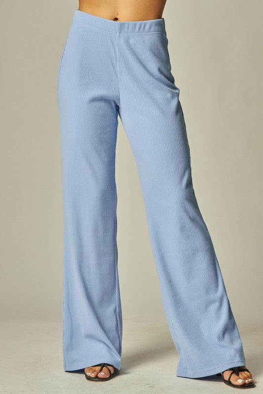High Rise Rib Wide Leg Trouser Lounge Pants