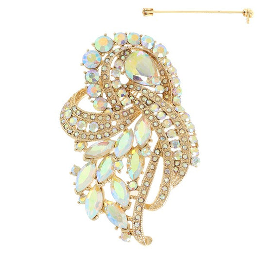 Beautiful Floral Crystal Cluster Brooch Pin