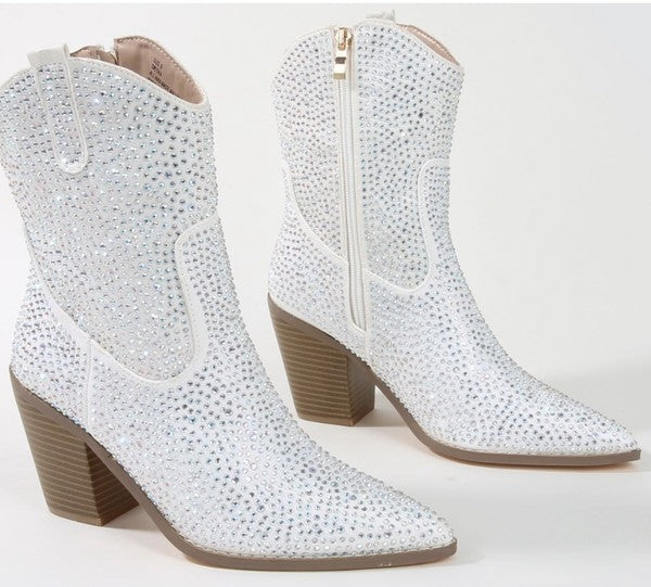 AB Rhinestone Short Western Bootie