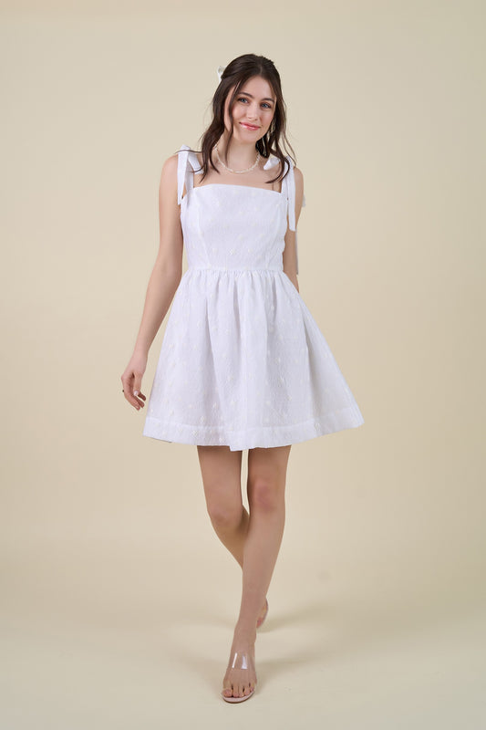 Sleeveless Bow Tie Straps Fit and Flare Mini Dress