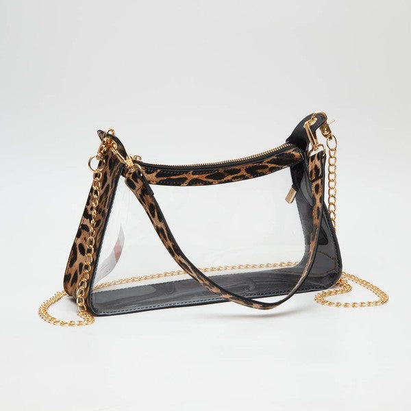 Clear Purse with Leopard Print Strap