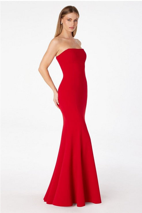 Strapless Jersey Fitted Long Formal Dress with Corset Back