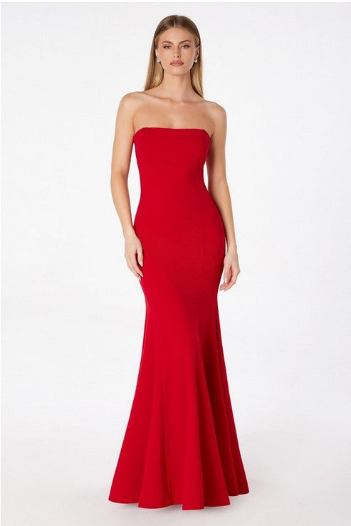 Strapless Jersey Fitted Long Formal Dress with Corset Back