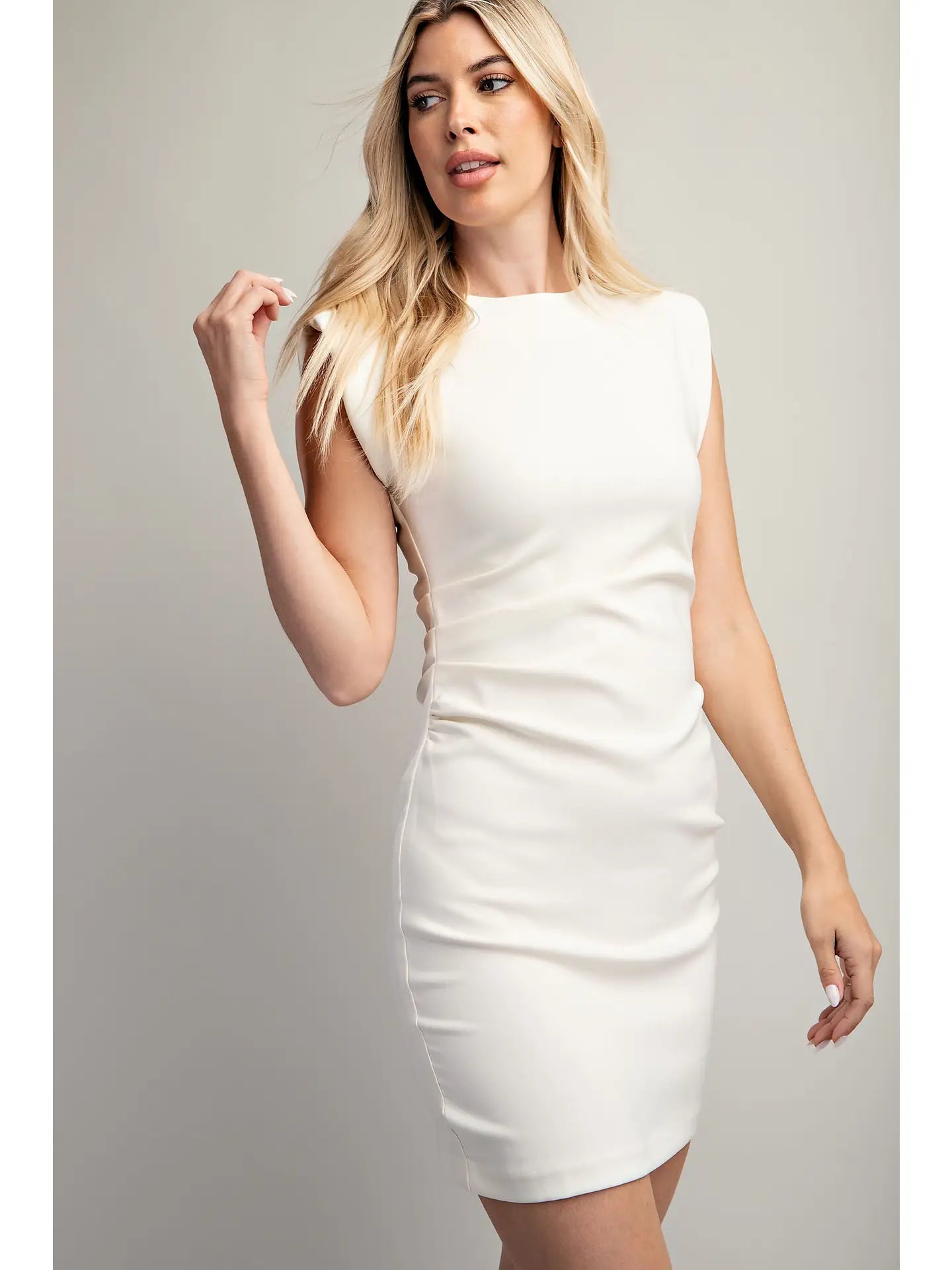 Short Cap Sleeve Ruched Fitted Mini Dress