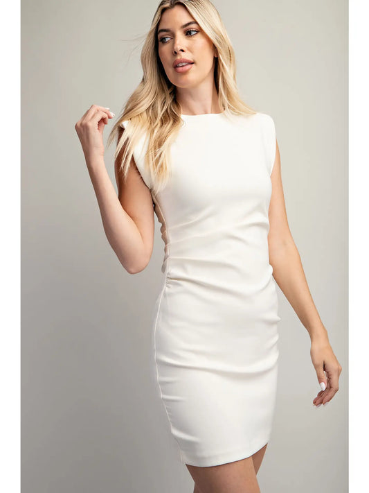 Short Cap Sleeve Ruched Fitted Mini Dress
