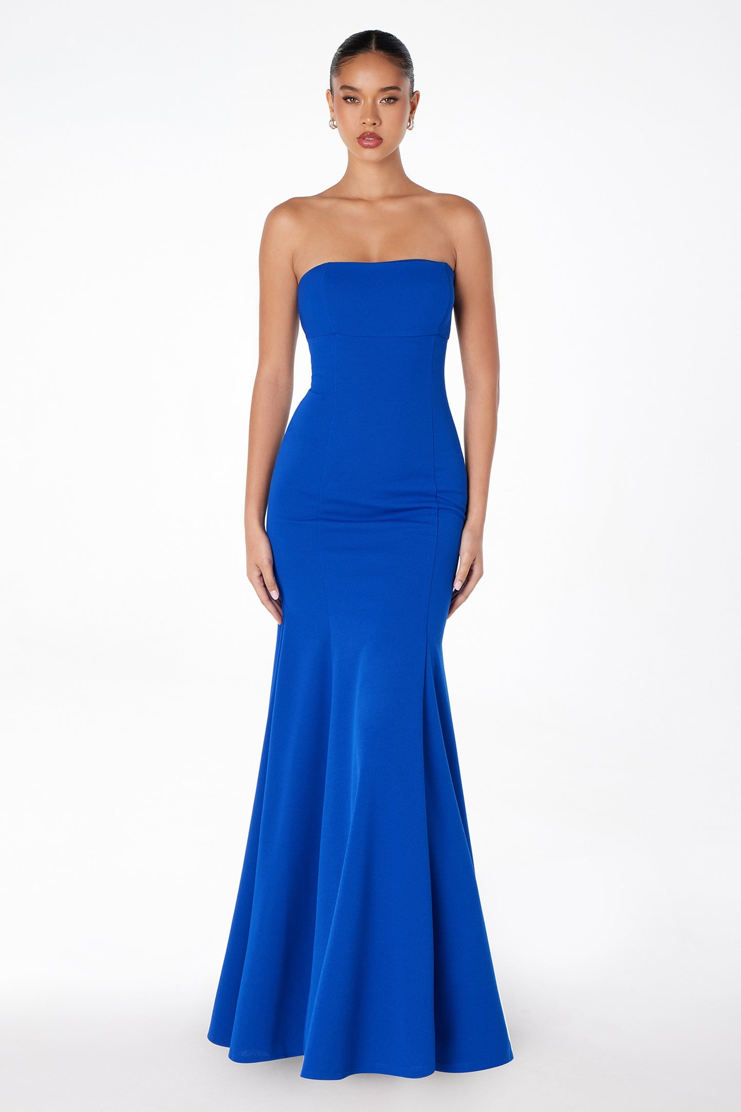 Strapless Jersey Fitted Long Formal Dress with Corset Back