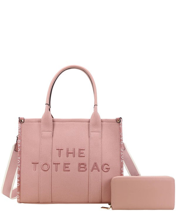 Two Piece Large The Tote Bag with Matching Wallet