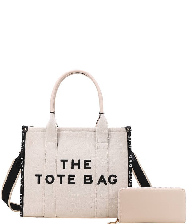 Two Piece Large The Tote Bag with Matching Wallet