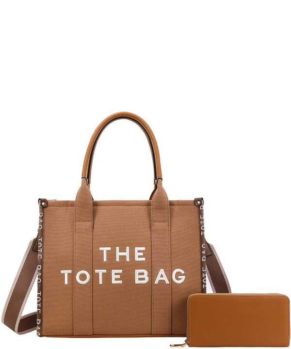Two Piece Large The Tote Bag with Matching Wallet