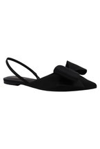 Satin Sling Back Flat with Closed Toe and Bow Accent