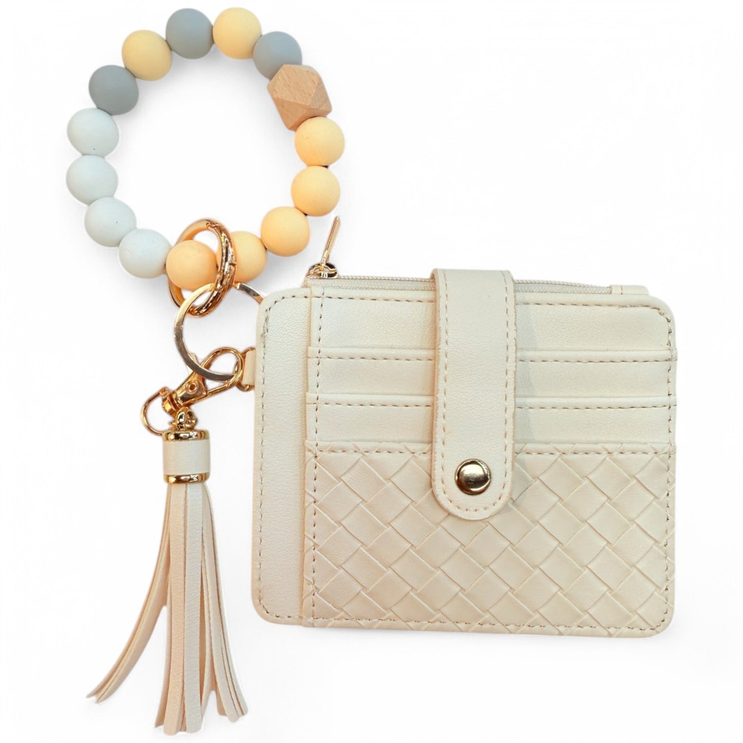 Beaded Bracelet Card Holder Wallet Keychain