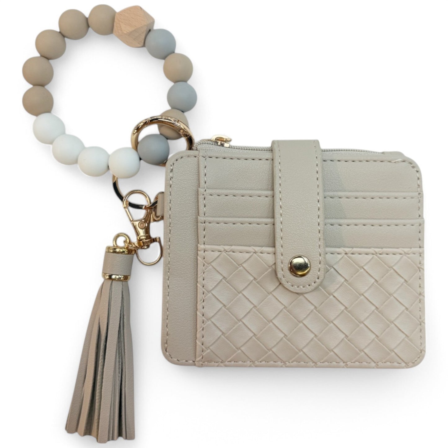 Beaded Bracelet Card Holder Wallet Keychain