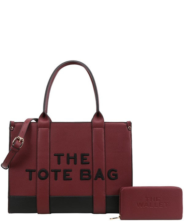 Two Piece The Tote Purse with Wallet and Detachable Strap