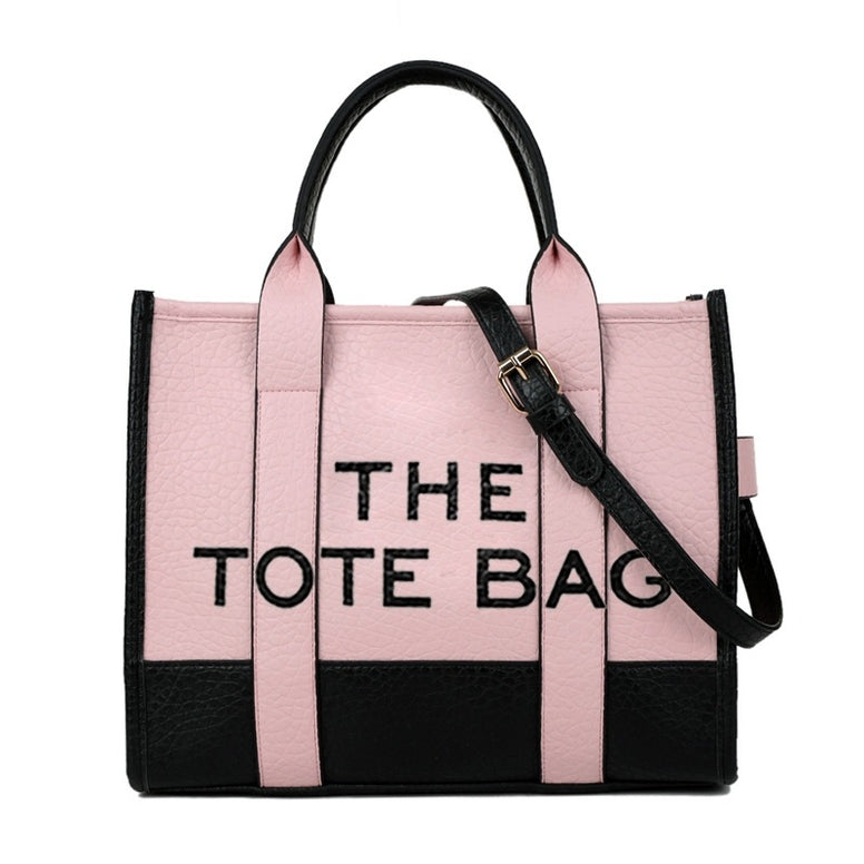 Large 2 PC Two Tone The Tote Bag With Shoulder Strap with Matching Wallet