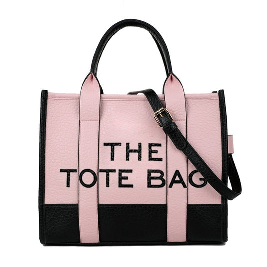 Large 2 PC Two Tone The Tote Bag With Shoulder Strap with Matching Wallet