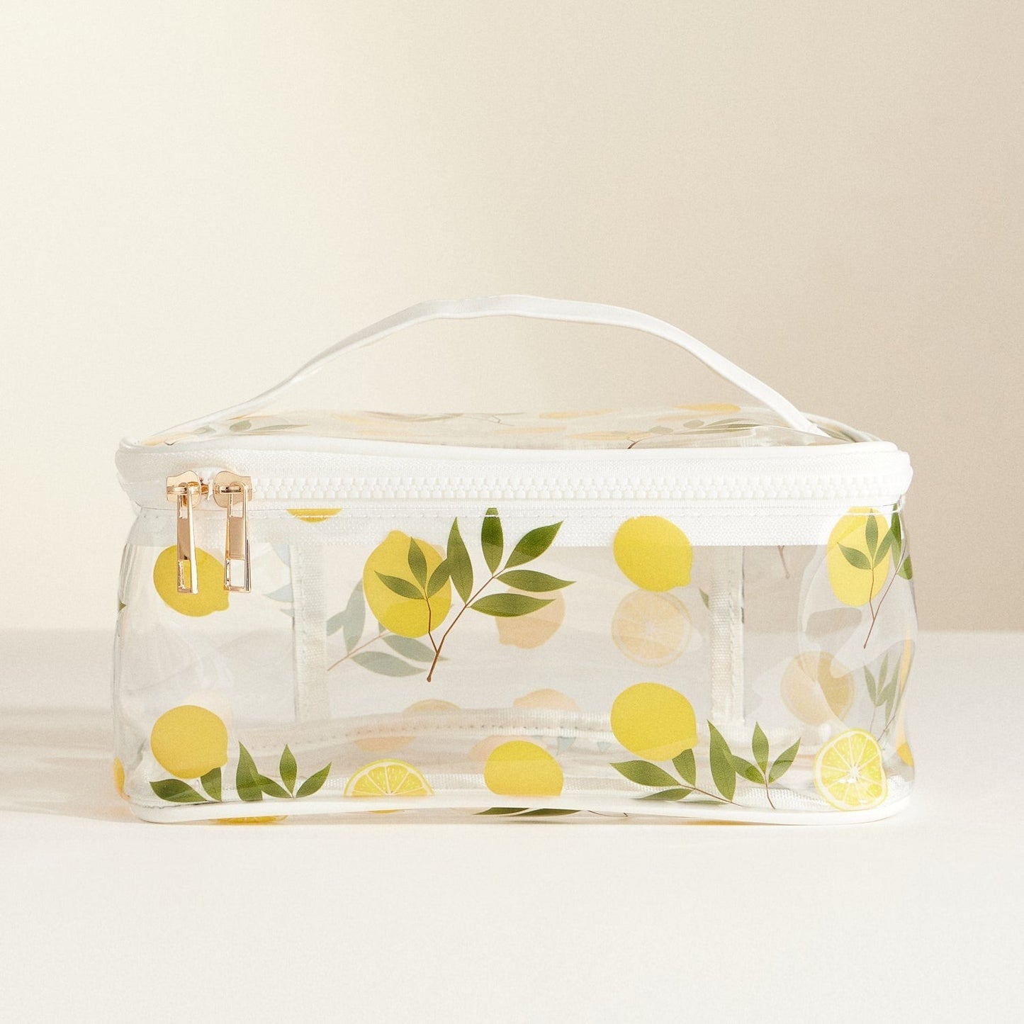 Fruit-print Clear Makeup Bag With Handle