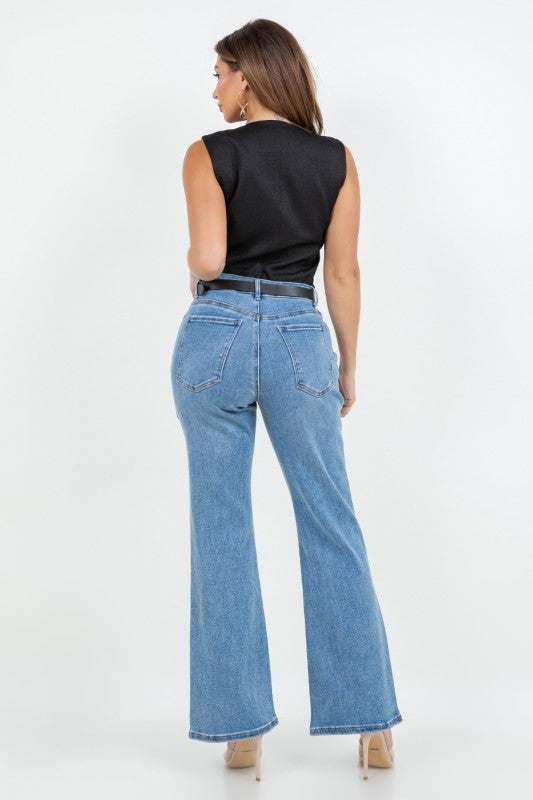 Mid Rise Straight Leg Denim Jeans