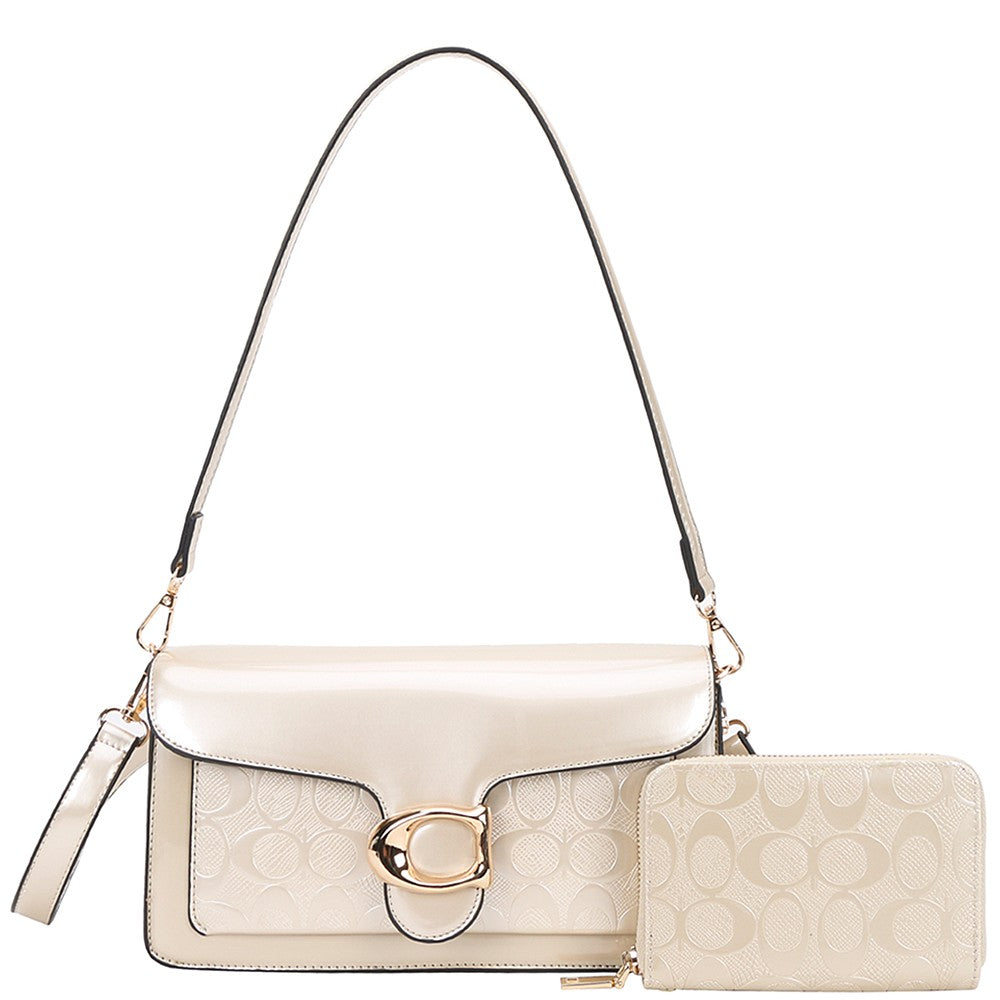 2in1 Glossy Oval Print Shoulder Crossbody