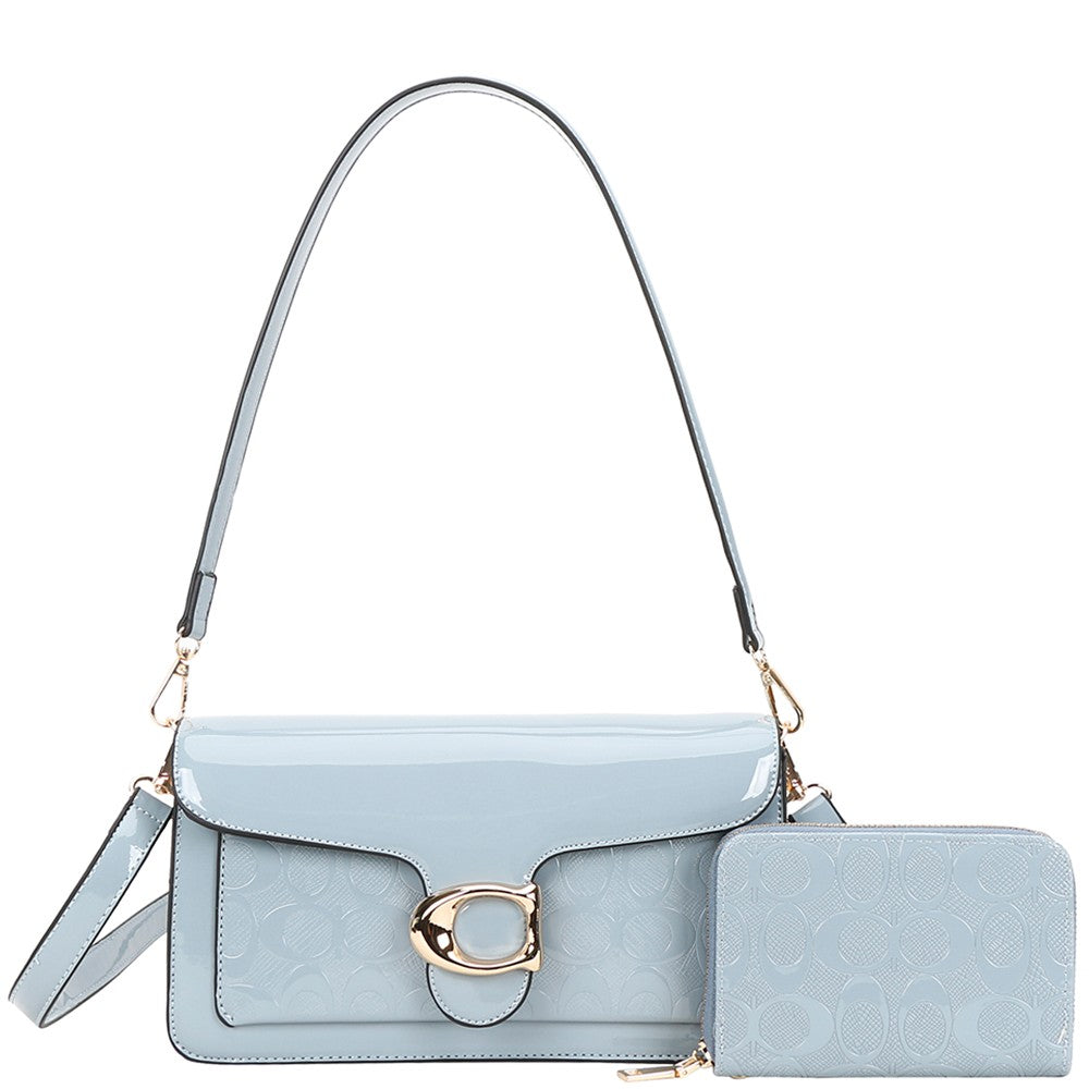 2in1 Glossy Oval Print Shoulder Crossbody