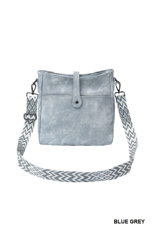 Distressed Faux Leather Crossbody Messenger Bag