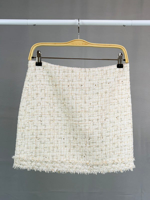 Trim Detail Tweed Mini Skirt