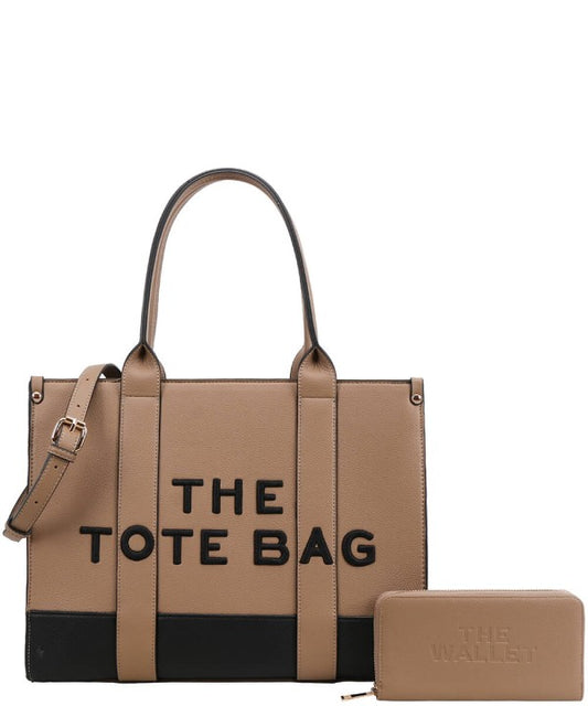 Two Piece The Tote Purse with Wallet and Detachable Strap