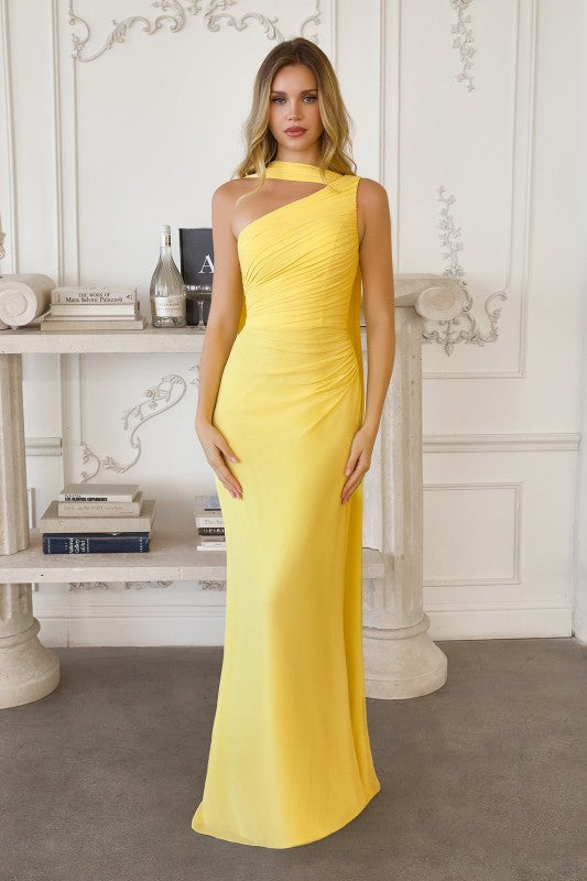 One Shoulder Long Fitted Formal Dress