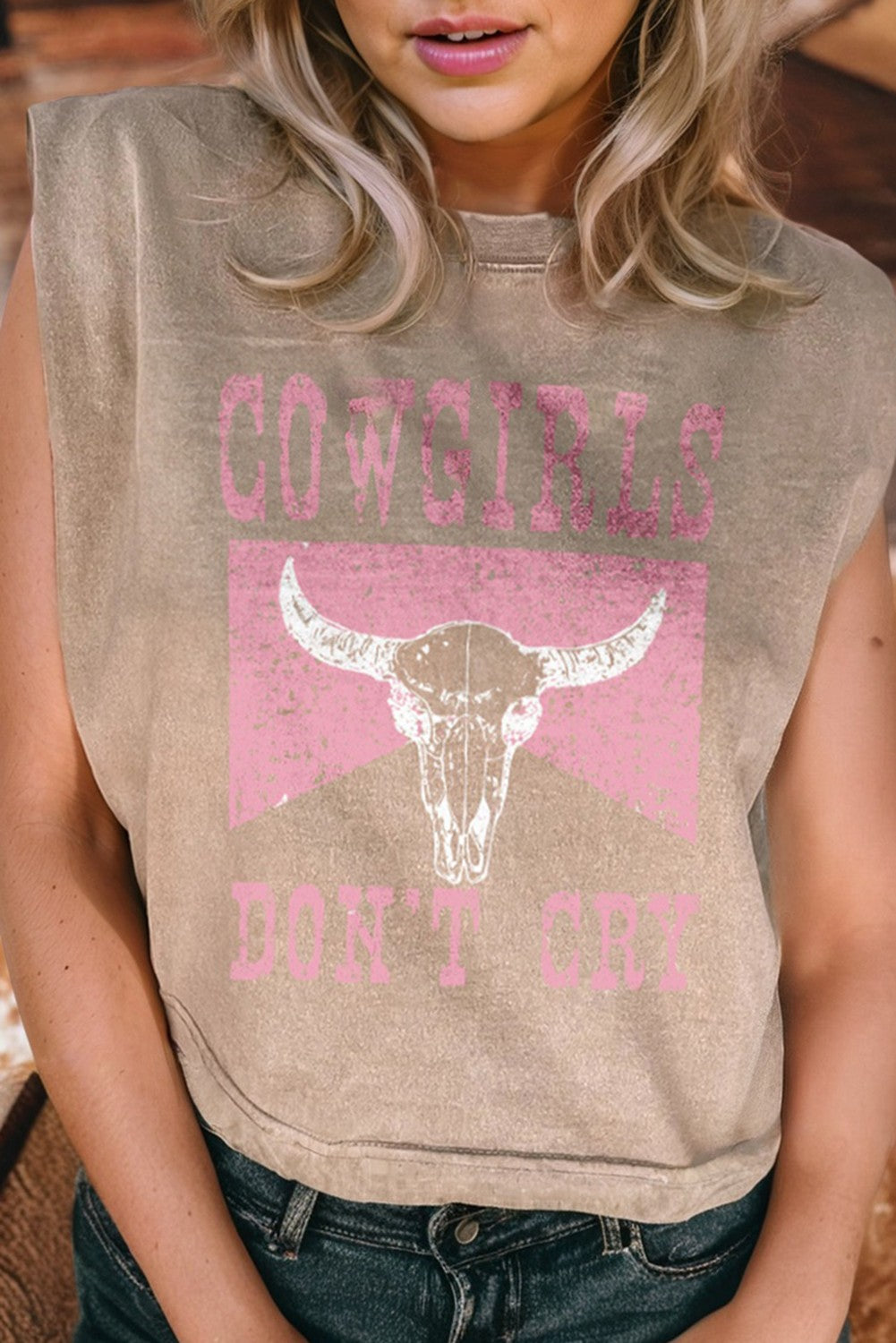 Sleeveless Vintage Graphic Mineral Wash Crop Top
