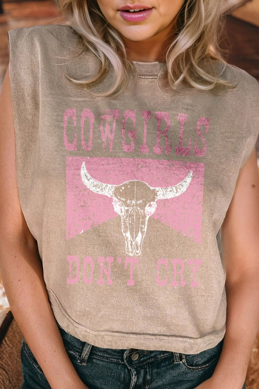 Sleeveless Vintage Graphic Mineral Wash Crop Top