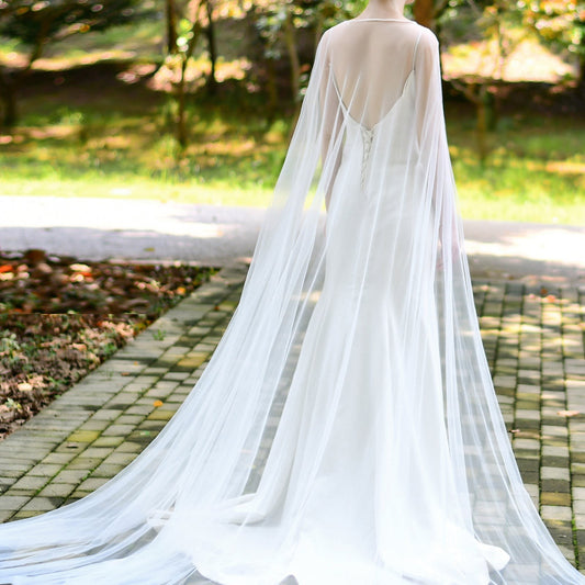 Chiffon Long Cape Wedding Veil