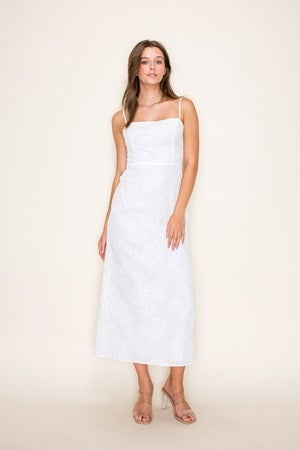 Spaghetti Strap Fit and Flare Midi Dress