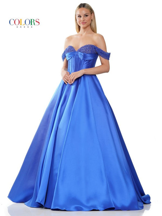 Off the Shoulder Beading Mikado Ball Gown