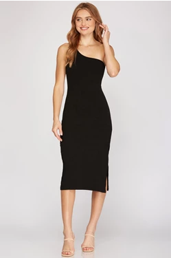 One Shoulder Midi Bodycon Dress