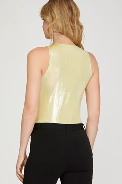 Sleeveless Metallic Bodysuit