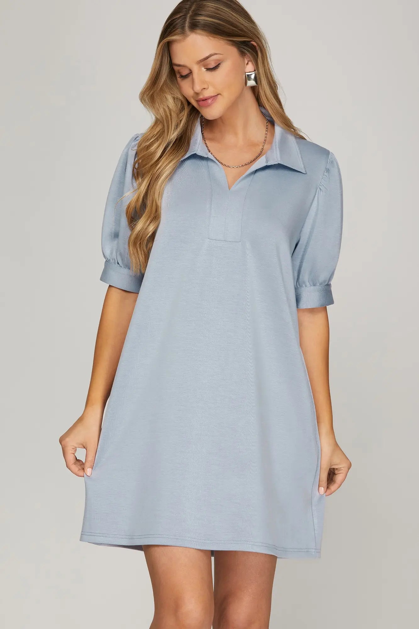 SHORT SLEEVE MINI DRESS WITH POCKETS
