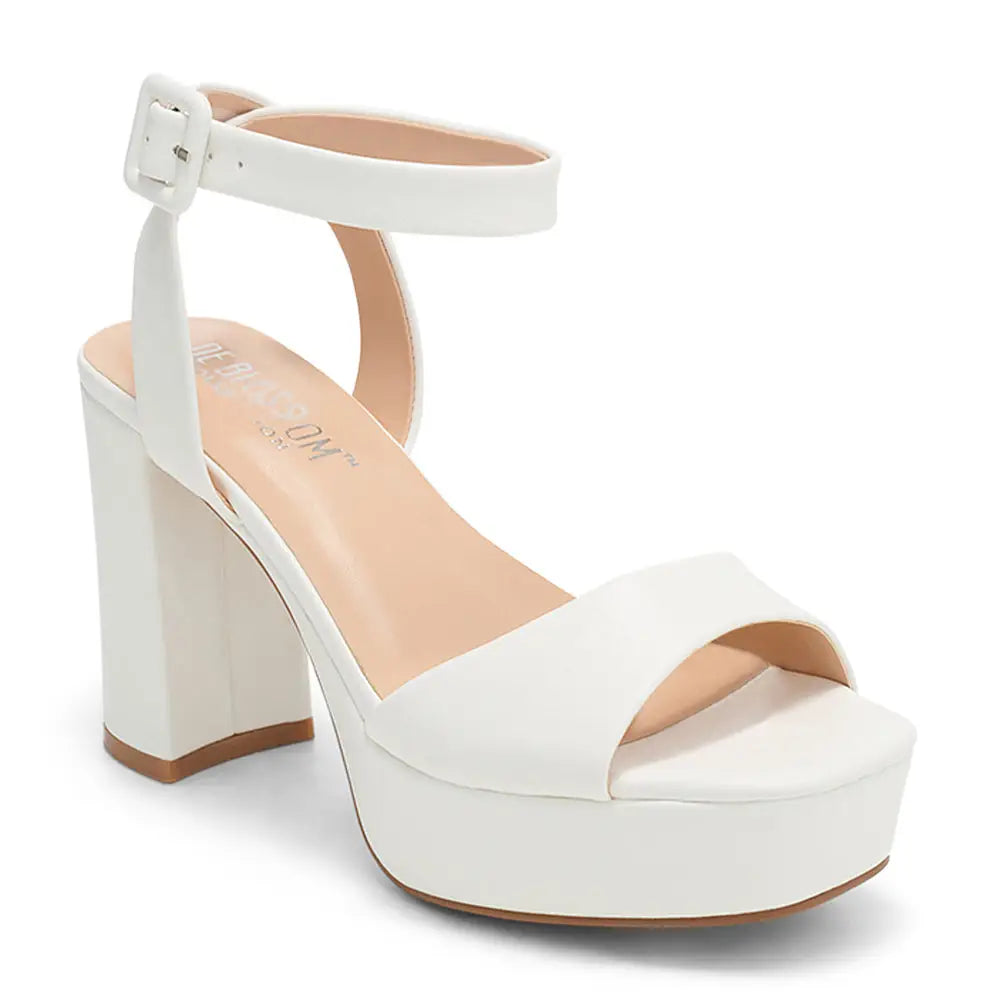 Open Toe High Block Platform Heel with Adjustable Buckle Strap