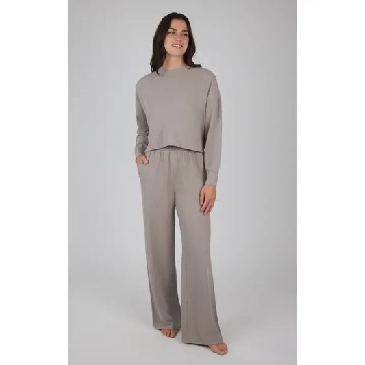 2 Piece Long Sleeve Pullover Top and Matching Wide Leg Pants