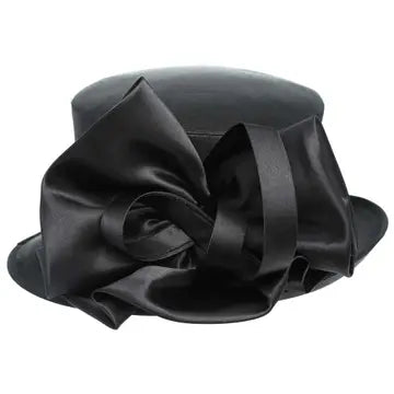 LARGE BOW RIBBON ACCENT FLAT BRIM HAT