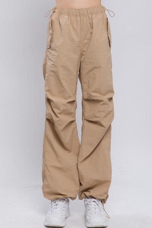 Solid Nylon Adjustable Parachute Pants