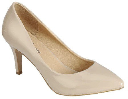 Patent Pointed Toe Mid Heel Pumps