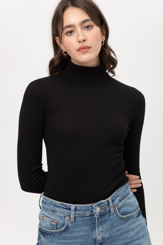 Long Sleeve Solid Mock Turtle Neck Bodysuit