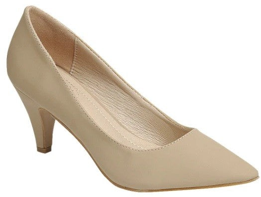 Pointed Closed Toe Mid High Single Heel Pumps