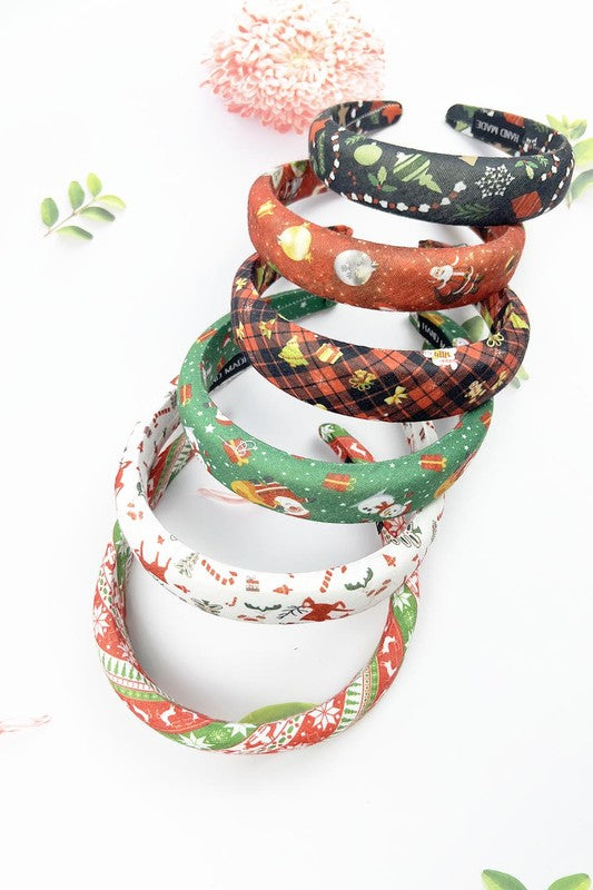 FABRIC CHRISTMAS THEME PRINT THICK HEAD BAND