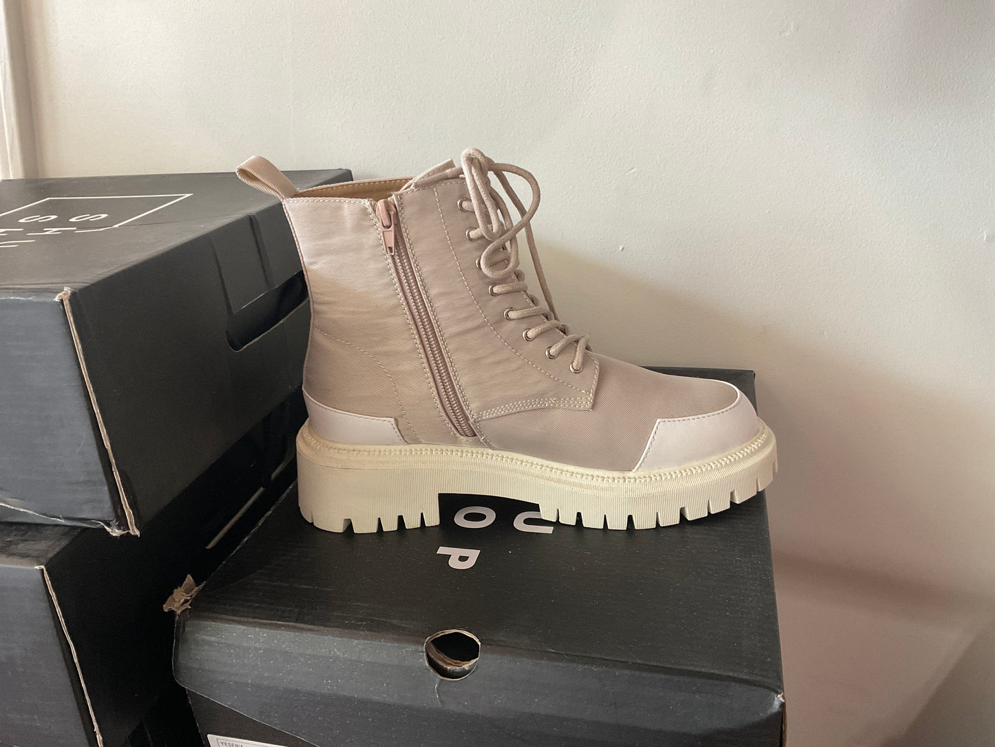 Lace Up Boot with Platform Heel
