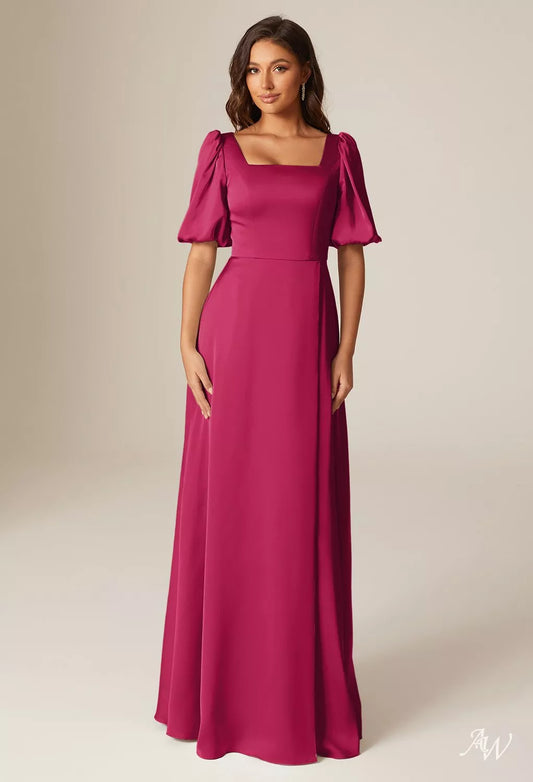 Jester Red Long Formal Satin Charmeuse Dress