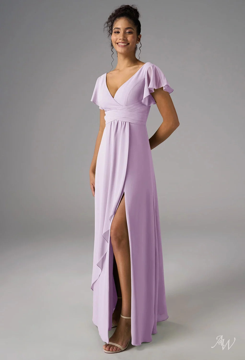 Lilac Chiffon Long Formal Maxi Dress