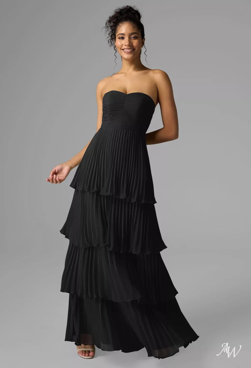 Black Chiffon Formal Maxi Dress