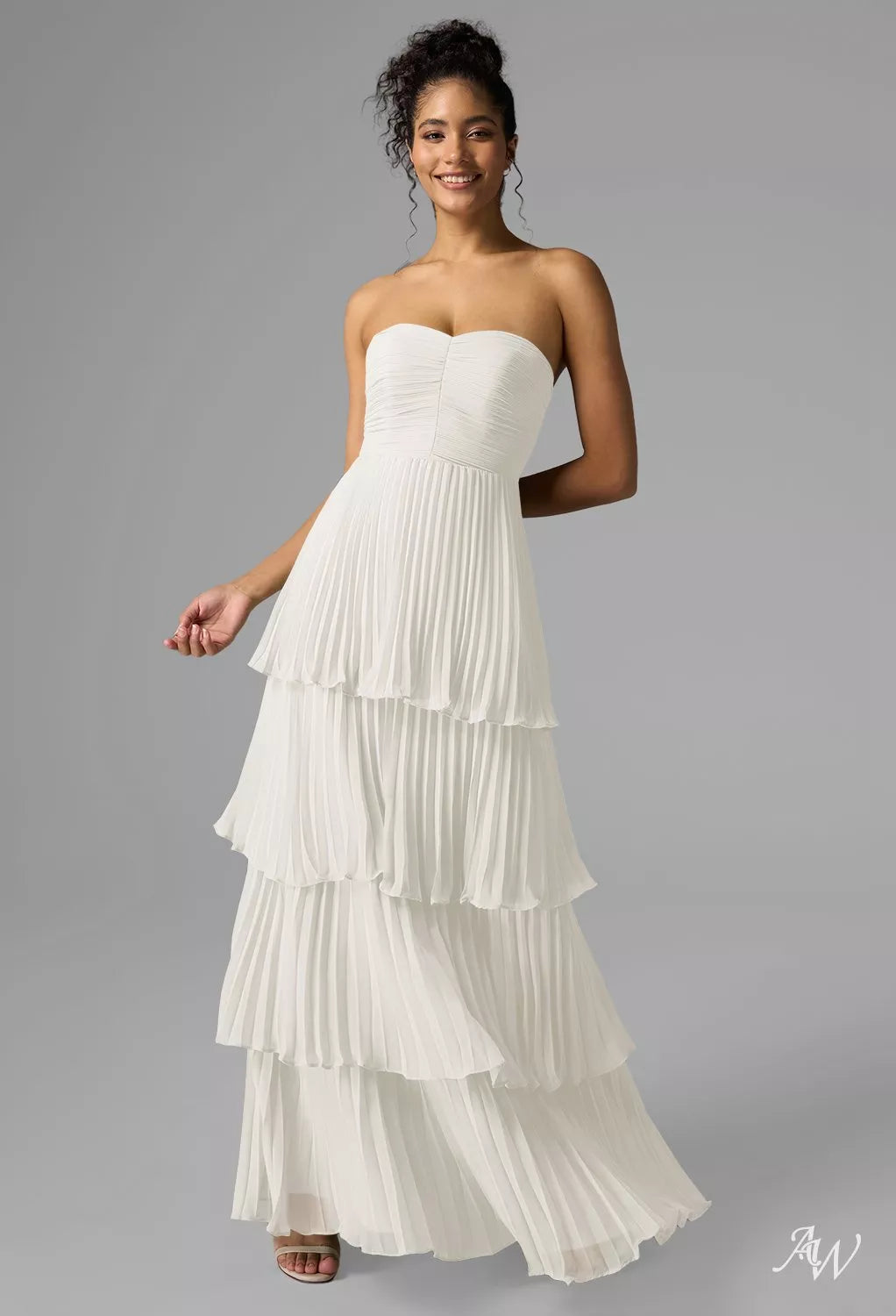 Ivory Chiffon Formal Maxi Dress