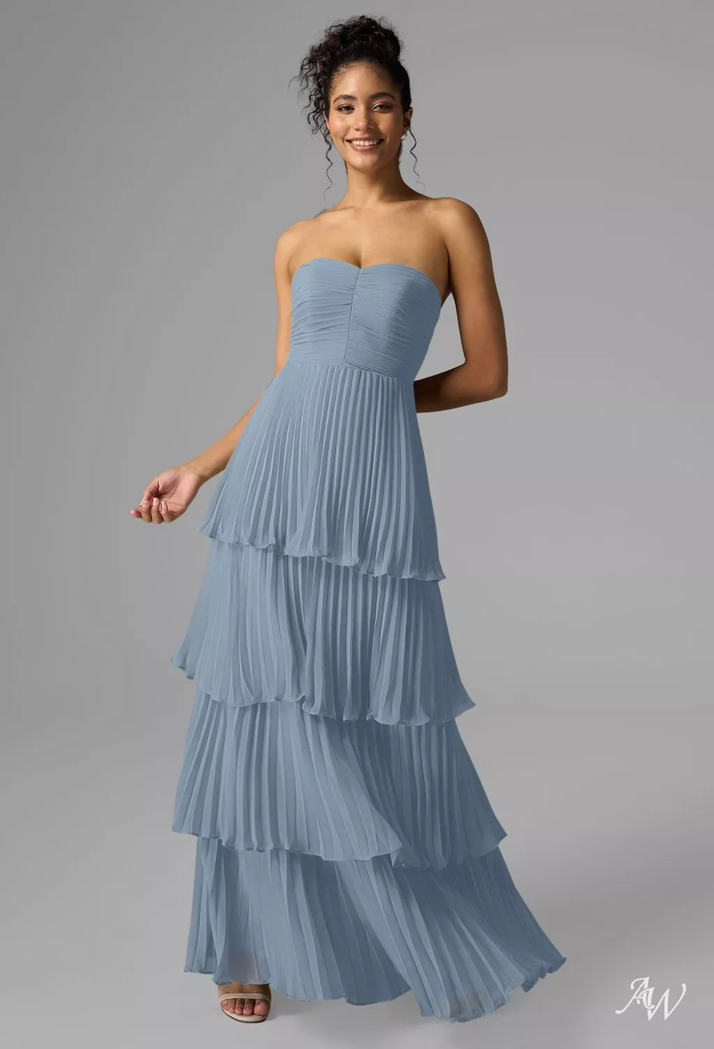 Light Dusty Blue Chiffon Long Formal Dress